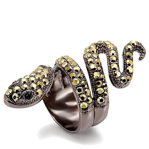 LO1683 - Chocolate Gold Brass Ring with Top Grade Crystal  in Multi