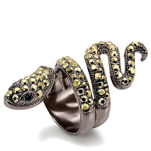 LO1683 - Chocolate Gold Brass Ring with Top Grade Crystal  in Multi
