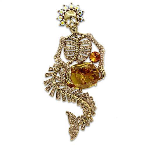 LO2411 Gold White Metal Brooches with AAA Grade CZ