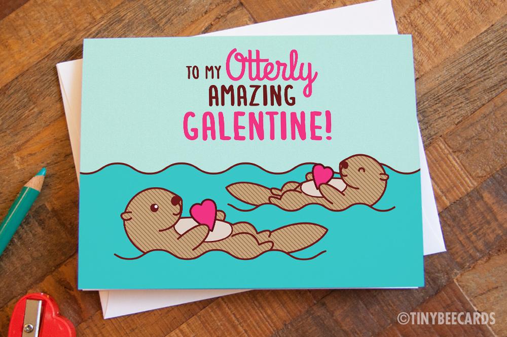 "To My Otterly Amazing Galentine" Valentine's Day Card