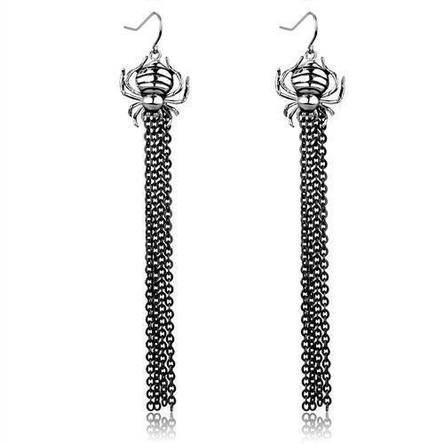 TK1481 - Two-Tone IP Black Stainless Steel Earrings with Epoxy in Jet