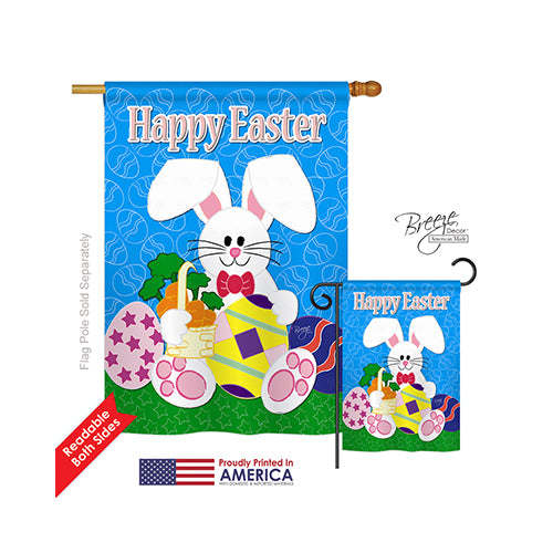 Breeze Decor Easter Happy Bunny 2-Sided Vertical Impression Flag