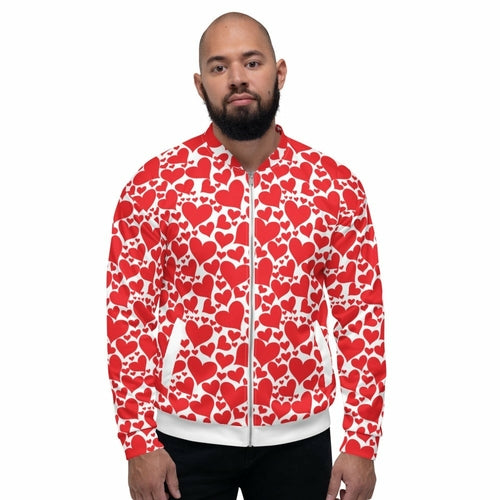 Uniquely You Mens Bomber Jacket / Love Red Hearts